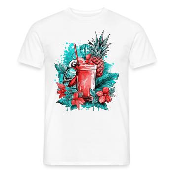 Sommer Cocktail Ananas Papagei Blumen Urlaub Kunst - Männer T-Shirt - Weiß - Vorne - AI Model Male 178 dark (178cm)