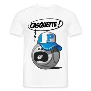Casquette pétanque - T-shirt homme - blanc - Devant - AI Model Male 178 dark (178cm)