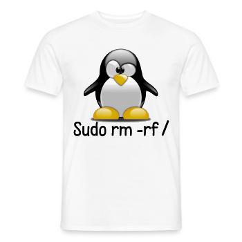 Sudo rm -rf / Programmeur Tux Spruch Cadeau - T-shirt homme - blanc - Devant - AI Model Male 178 dark (178cm)