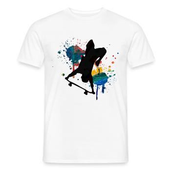 Skateboard Freestyle - T-shirt homme - blanc - Devant - AI Model Male 178 dark (178cm)