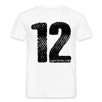 12 Zahl Trikot - Männer T-Shirt - Weiß - Vorne - AI Model Male 178 dark (178cm)
