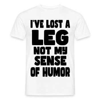 Ich habe ein Bein verloren, nicht meinen Humor* - Männer T-Shirt - Weiß - Vorne - AI Model Male 178 dark (178cm)