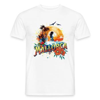Majorque Espagne Île d’été Palmiers Beach Party - T-shirt homme - blanc - Devant - AI Model Male 178 dark (178cm)