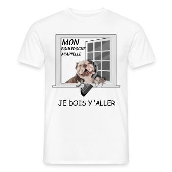 Mon bouledogue m'appelle Humour Chien - T-shirt homme - blanc - Devant - AI Model Male 178 dark (178cm)