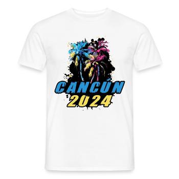 Cancun 2024 Vacances Palmiers Colorés - T-shirt homme - blanc - Devant - AI Model Male 178 dark (178cm)