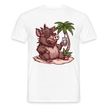 Pig Summer Wild Boar - Men's T-Shirt - white - Front - AI Model Male 178 dark (178cm)