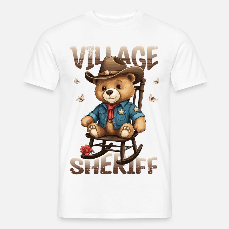 Bär der Dorf Sheriff - Männer T-Shirt - Weiß