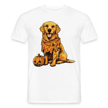 Golden Retriever Hund Halloween Comic Lustig - Männer T-Shirt - Weiß - Vorne - AI Model Male 178 dark (178cm)