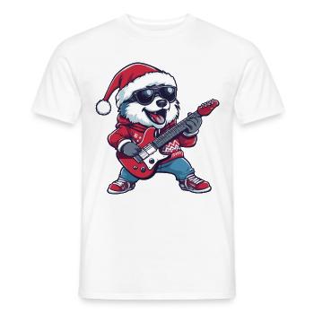 Husky Dog Noël Rocker Guitare - T-shirt homme - blanc - Devant - AI Model Male 178 dark (178cm)