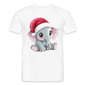 Elephant Christmas Cute Cute Christmassy - Men's T-Shirt - white - Front - AI Model Male 178 dark (178cm)