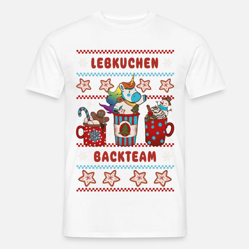 Lebkuchen Backteam Einhorn Weihnachten backen - Männer T-Shirt - Weiß