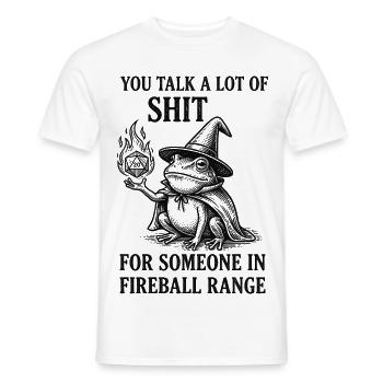 Fireball Range – Funny Frog Magician RPG - Men's T-Shirt - white - Front - AI Model Male 178 dark (178cm)