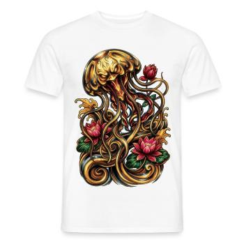 Quallen-Tattoo-Ästhetik Grafik - Männer T-Shirt - Weiß - Vorne - AI Model Male 178 dark (178cm)
