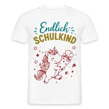 Endlich Schulkind Unicornenfreude - Männer T-Shirt - Weiß - Vorne - AI Model Male 178 dark (178cm)