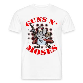 GUNS AND MOSES CHRIST WEAPONS BELIEVERS - Men's T-Shirt - white - Front - AI Model Male 178 dark (178cm)