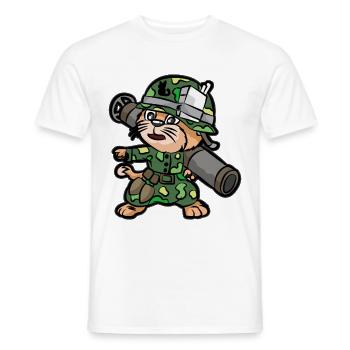 Katze mit Bazooka Panzerfaust Soldat Soldatin - Männer T-Shirt - Weiß - Vorne - AI Model Male 178 dark (178cm)