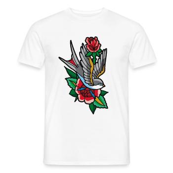 Swallow Tattoo - Men's T-Shirt - white - Front - AI Model Male 178 dark (178cm)
