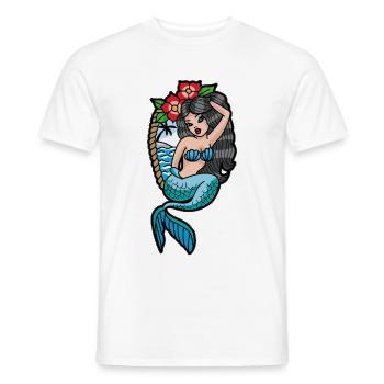 Sirène Tattoo - T-shirt homme - blanc - Devant - AI Model Male 178 dark (178cm)
