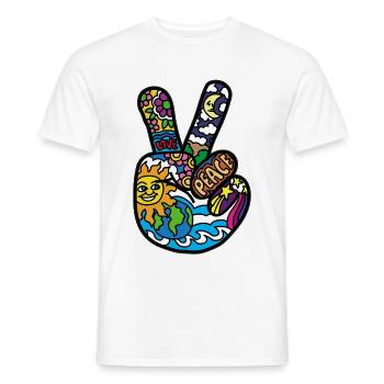Peace Sign Peace and Peace Hanzeichen - Men's T-Shirt - white - Front - AI Model Male 178 dark (178cm)