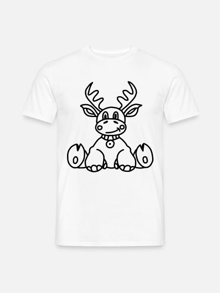 Weihnachten Zeichnung Elch - Männer T-Shirt - Weiß