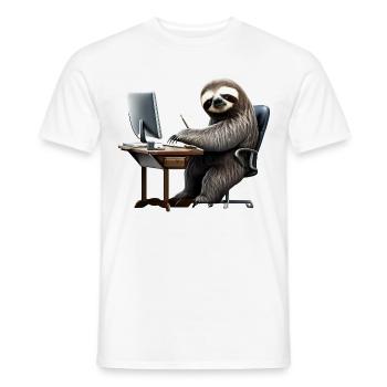 Office Sloth - Men's T-Shirt - white - Front - AI Model Male 178 dark (178cm)