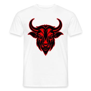 Bull Horns Head Silhouette - Men's T-Shirt - white - Front - AI Model Male 178 dark (178cm)