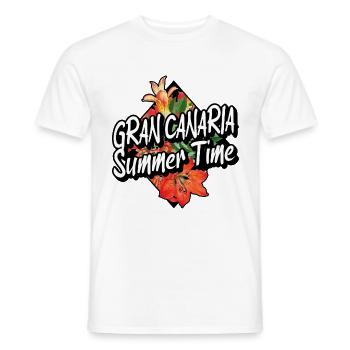Gran Canaria Summer Sun Beach Sea Palm Trees - Men's T-Shirt - white - Front - AI Model Male 178 dark (178cm)