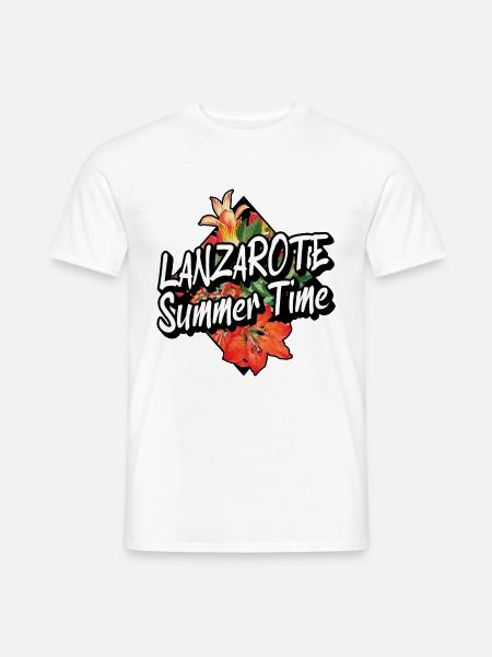 Lanzarote Été Soleil Plage Palmiers de Mer Vacances - T-shirt homme - blanc