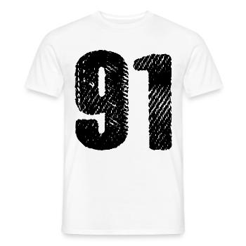 91 number jersey - Men's T-Shirt - white - Front - AI Model Male 178 dark (178cm)