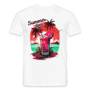 Cocktail d’été Cadeau de vacances à la plage - T-shirt homme - blanc - Devant - AI Model Male 178 dark (178cm)