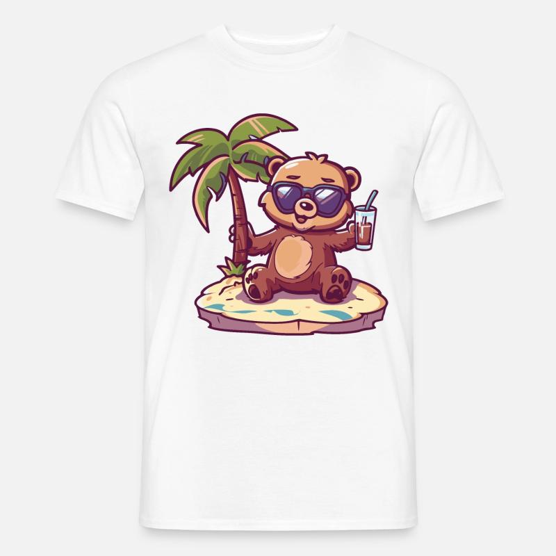 Bear Summer Beach Comic - Men's T-shirt - white