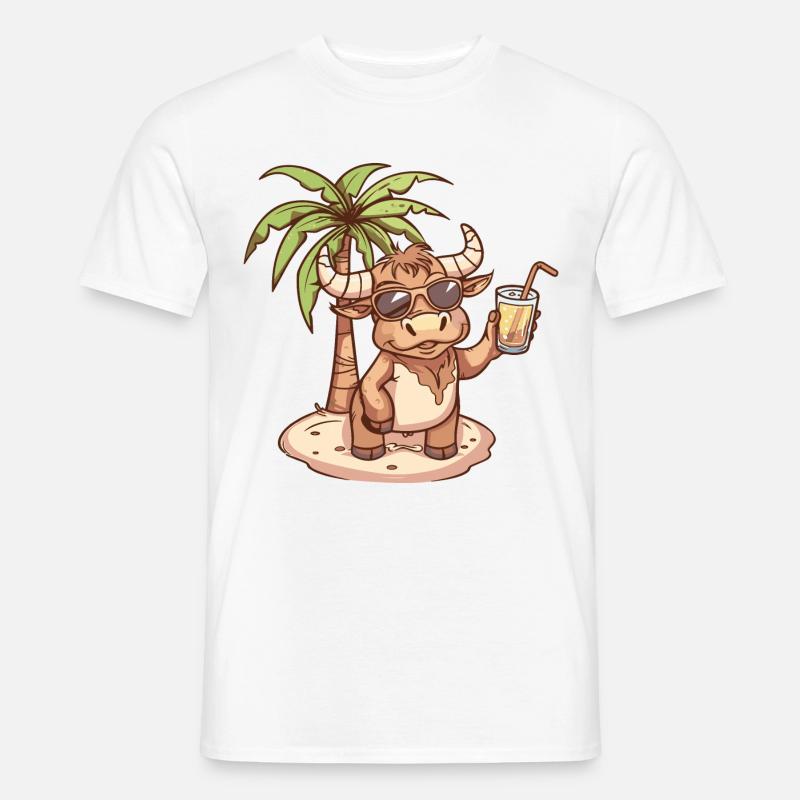 Stier Sommer Strand Comic - Männer T-Shirt - Weiß
