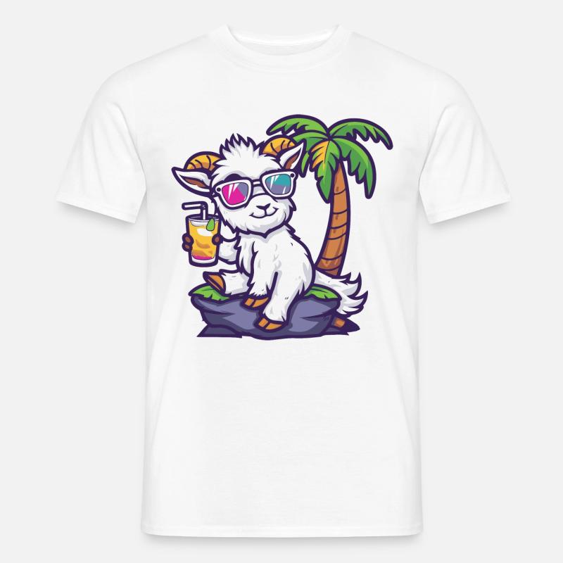Bergziege Sommer Strand Comic - Männer T-Shirt - Weiß
