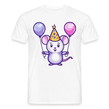 Mouse Birthday Comic - Men's T-Shirt - white - Front - AI Model Male 178 dark (178cm)