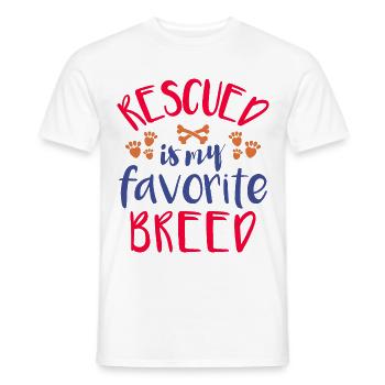 Rescued is my Favorite” - für Tierschützer - Männer T-Shirt - Weiß - Vorne - AI Model Male 178 dark (178cm)