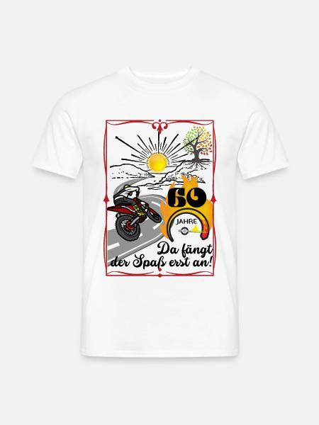 Ab 60 Jahren, Geschenkidee für Biker! +Lebensbaum - Männer T-Shirt - Weiß