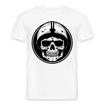 Crâne de motard - T-shirt homme - blanc - Devant - AI Model Male 178 dark (178cm)