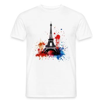 Paris, Eiffel Tower, France, City, Skyline, Art - Men's T-Shirt - white - Front - AI Model Male 178 dark (178cm)