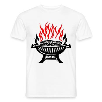 Grill, Symbol, Fire, Grilling, Meat - Men's T-Shirt - white - Front - AI Model Male 178 dark (178cm)