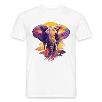 Éléphant Afrique Safari Nature Nature Nature Aquarelle Art - T-shirt homme - blanc - Devant - AI Model Male 178 dark (178cm)