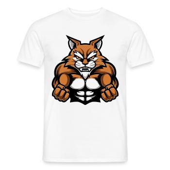Katze Muskeln Workout - Männer T-Shirt - Weiß - Vorne - AI Model Male 178 dark (178cm)