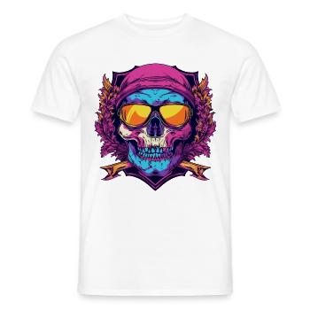 Ski Skibrille Skull Wappen - Männer T-Shirt - Weiß - Vorne - AI Model Male 178 dark (178cm)