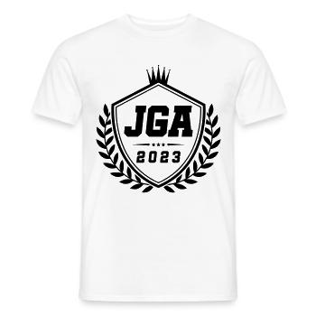 Jga 2023 Armoiries de l’enterrement de vie de garçon - T-shirt homme - blanc - Devant - AI Model Male 178 dark (178cm)