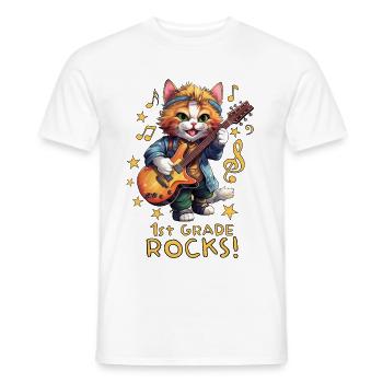 Chaton chat inscrit à la rentrée scolaire - T-shirt homme - blanc - Devant - AI Model Male 178 dark (178cm)