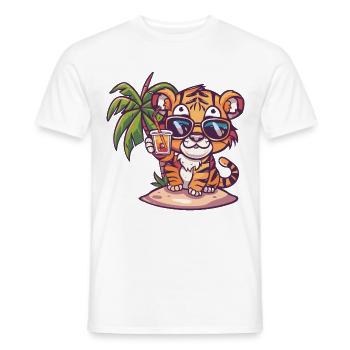 Palmier d’été de l’île du Tigre - T-shirt homme - blanc - Devant - AI Model Male 178 dark (178cm)