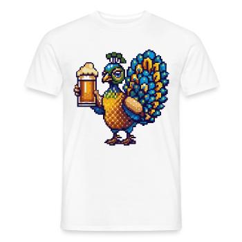Pfau Vogel Bier Pixel - Männer T-Shirt - Weiß - Vorne - AI Model Male 178 dark (178cm)
