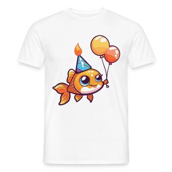 Poisson rouge anniversaire bébé - T-shirt homme - blanc - Devant - AI Model Male 178 dark (178cm)