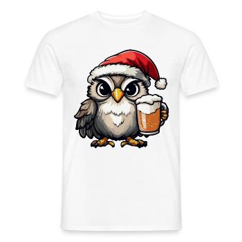 Eule Weihnachten Bier - Männer T-Shirt - Weiß - Vorne - AI Model Male 178 dark (178cm)