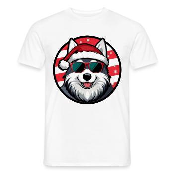 Husky chien Noël cool - T-shirt homme - blanc - Devant - AI Model Male 178 dark (178cm)