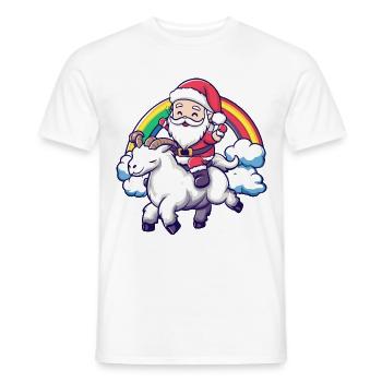 Chèvre de montagne Père Noël Arc-en-ciel - T-shirt homme - blanc - Devant - AI Model Male 178 dark (178cm)